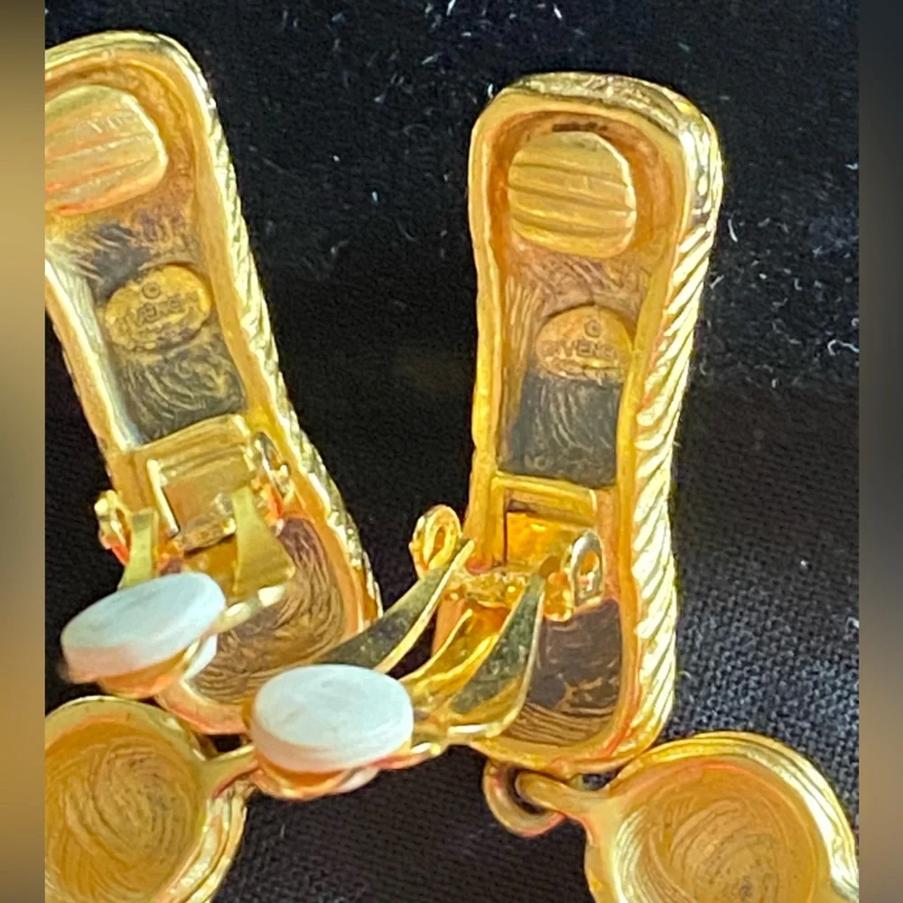 GORGEOUS AUTHENTIC GIVENCHY PARIS LONG HAMMERED EARRINGS - Picture 6 of 12